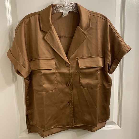 Rachel Zoe Bronze Button Up Blouse - Picture 1 of 3